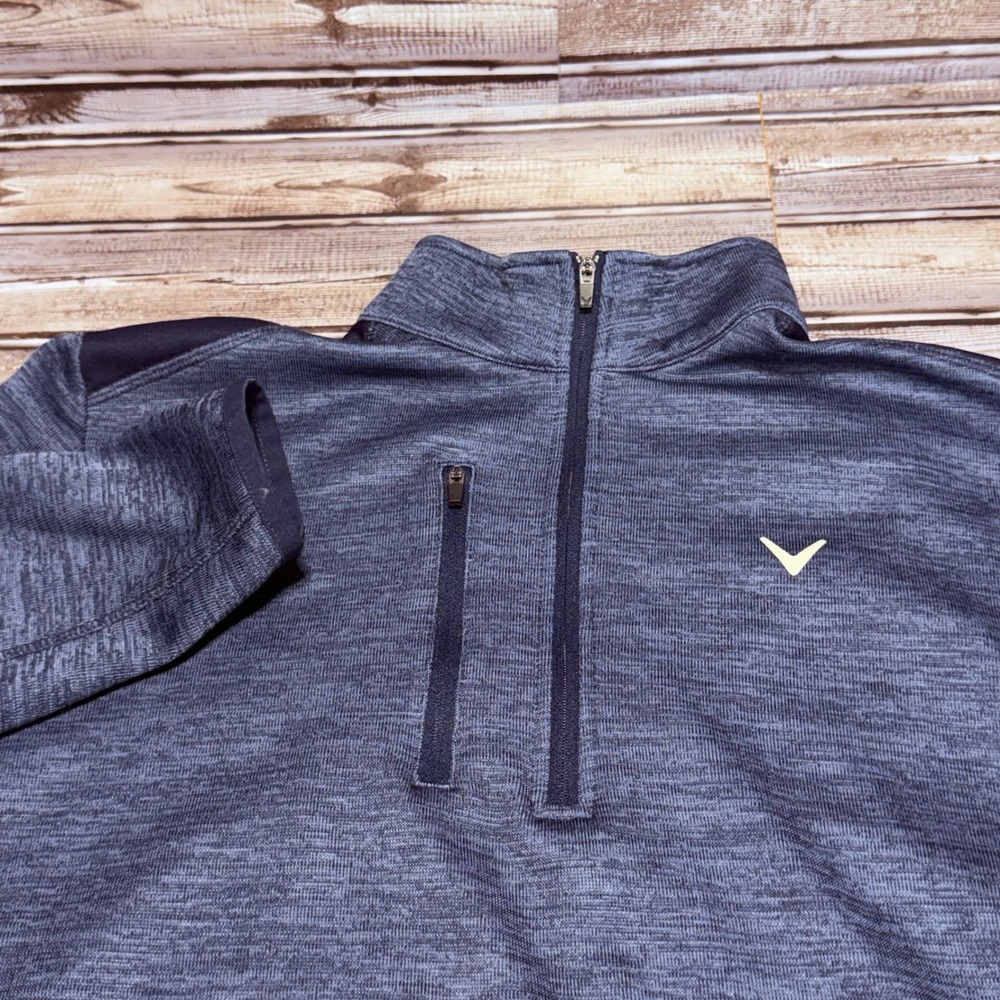 Callaway Weather Series Pullover Mens Medium Navy Blue Swing Tech Quarter Zip